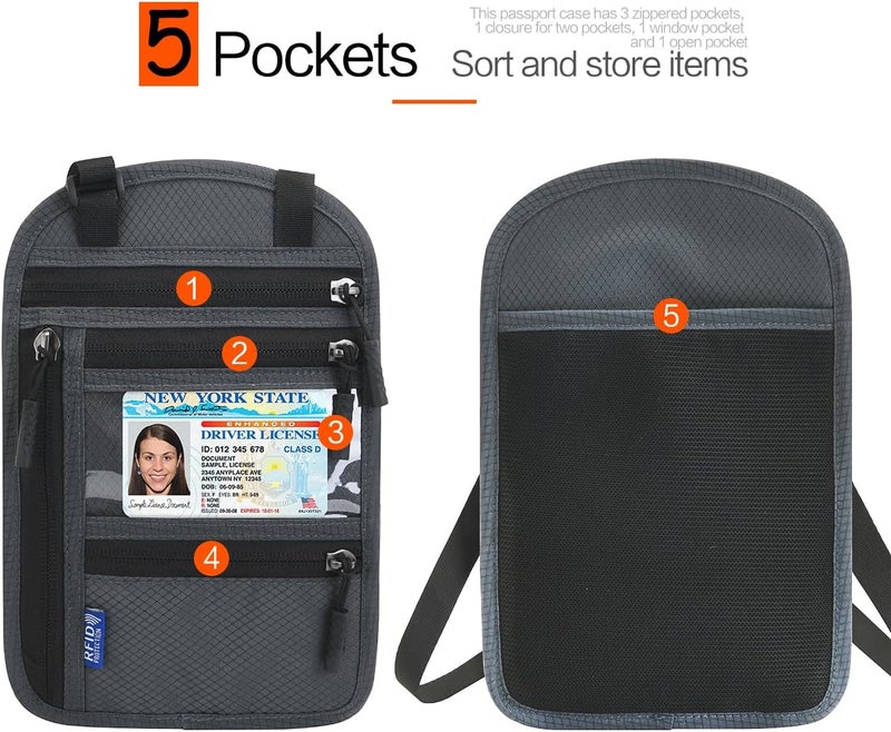 Arouselove Neck Wallet Lightweight RFID Blocking Waterproof Travel Pouch for Women Men - Image 3